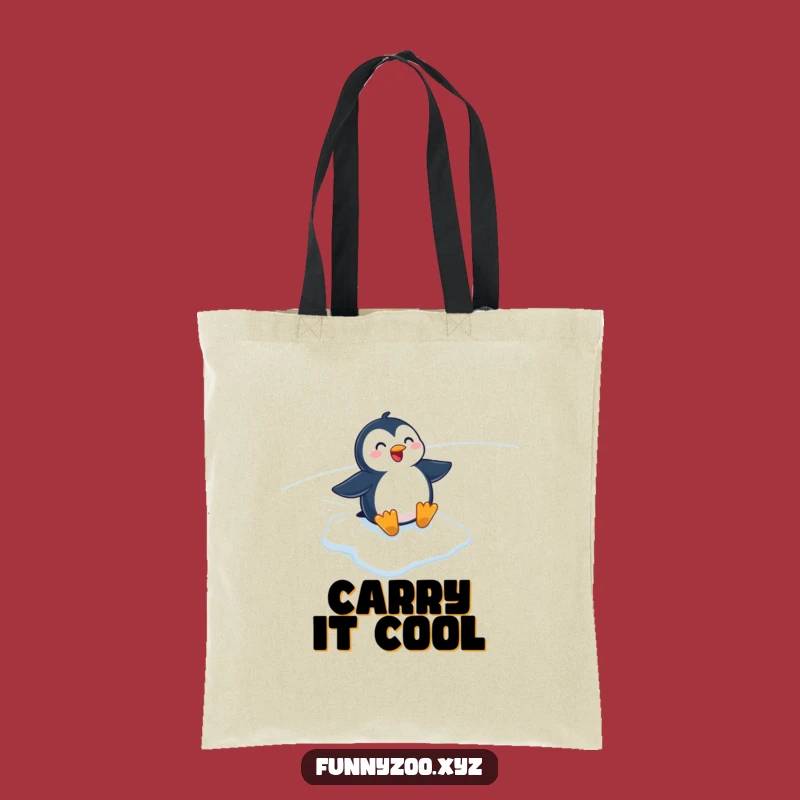Funny Penguin Sliding Tote Bag - Arctic Cartoon Carryall, Perfect for Gifts