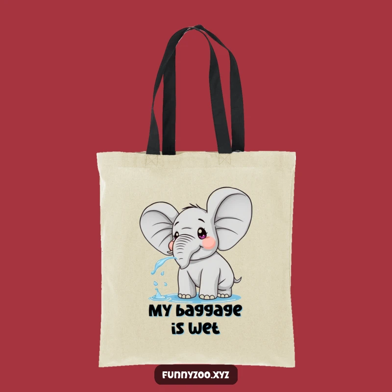 Funny Surprised Elephant Tote Bag: Carry Your Essentials with Big Ears and Water Fun